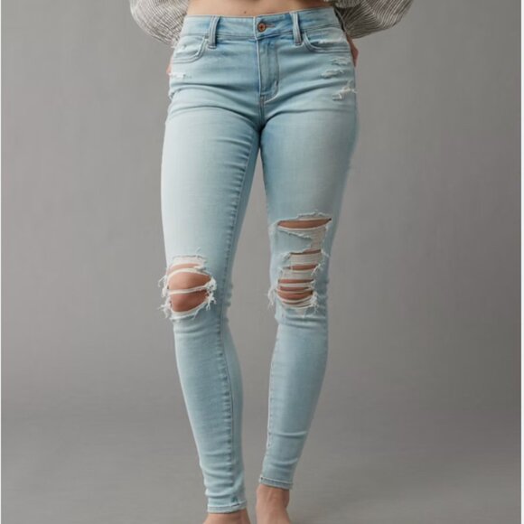 American Eagle Next-Level Stretch High-Rise Ripped Jegging - Picture 2 of 7